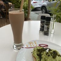 Avocado toast and chocobanano smoothie  at Organico Fortuna in La Fortuna