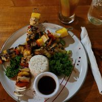 Tofu skewers at Organico Fortuna in La Fortuna