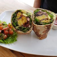 Fish vegan burrito at Organico Fortuna in La Fortuna