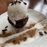 Brownie with vanilla ice cream  at Organico Fortuna in La Fortuna