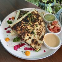 Really yummy quesadilla   at Organico Fortuna in La Fortuna