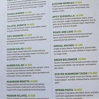 Lunch & dinner menue Part 1 at Organico Fortuna in La Fortuna