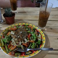 amaaazing vegan pasta (+iced coffee) at Organico Fortuna in La Fortuna