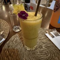 Vitamin c bomb smoothie. Star fruit was a bit tart but good on a hot day!  at Organico Fortuna in La Fortuna