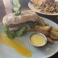 Falafel sandwich. Very good.  at Organico Fortuna in La Fortuna