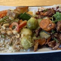 Medium plate with a mix of many dishes  at Sattgrün in Essen