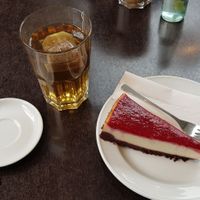 Yogi tea and vegan cheesecake at Cafe Kopi in Hannover