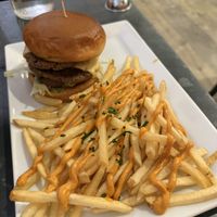 Double chorizo burger   at Bar Bombon in Philadelphia