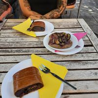Mohnstrudel und pflaumenkuchen at bistRAW & Tea in Prague