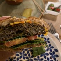 American cheese burger at La Libelula Vegan Cafe in Fuengirola