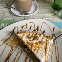 Carrot cake and coffee  at La Libelula Vegan Cafe in Fuengirola