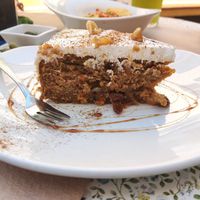 Carrot cake - looked nice, but didn't taste great at La Libelula Vegan Cafe in Fuengirola