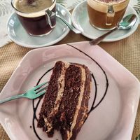 Chocolate cake at La Libelula Vegan Cafe in Fuengirola