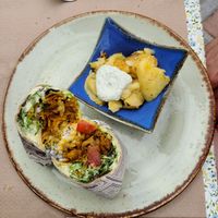 My husband's Kebab Wrap at La Libelula Vegan Cafe in Fuengirola