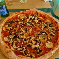 Vegan pizza with mushrooms, spinach and garlic at Manifattura Di Gelato in Calheta