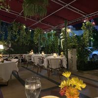 Outdoor tables at Full Bloom in Miami Beach