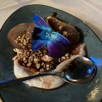 Poached pear with chantilly cream  #Veganuary at Full Bloom in Miami Beach