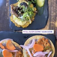 These are the appetizers tostadas & placatones  at Full Bloom in Miami Beach