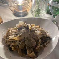 Chef’s special: truffle pasta, morel mushrooms, and vegan parmesan    at Full Bloom in Miami Beach
