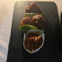 Yakiton: Lion mane mushrooms skewers, teriyaki glaze, togarashi & pickled dikon at Full Bloom in Miami Beach