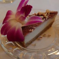 Strawberry sauce cheesecake at Full Bloom in Miami Beach