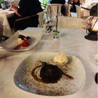 Cheesecake with berries and caramel chocolate lava cake with gelato at Full Bloom in Miami Beach