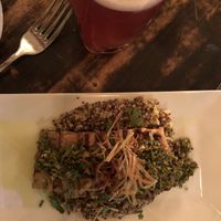 tempeh and quinoa topped w pesto at Full Bloom in Miami Beach