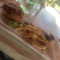 Amazing Beyond Meat Burger  at Full Bloom in Miami Beach