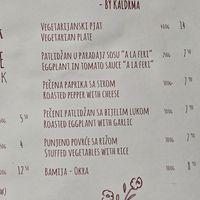 Vegetarian/vegan options of the menu at Kaldrma in Bar