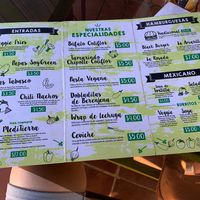 Menu is in Spanish  at SoyGreen in San Salvador