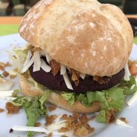 Homemade sweet potato burger   at Folha Verde in Lisbon