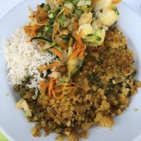 Black eyed peas “migas” with rice and vegetables  at Folha Verde in Lisbon