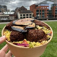 Falafel and aubergine bowl  at Eat a Pitta - Broadmead Kiosk in Bristol