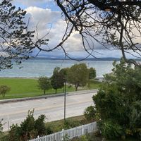 The view from the upstairs dining area - no bad views!  at Palette Bistro in Petoskey