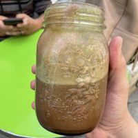Licuado de Cacao, a cacao shake made with greens from what it seems in the picture ! Absolutely delicious!  at Hare Krishna Buffete in Monterrey