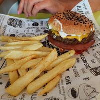 Lentil burger (Kali burger) at Hare Krishna Buffete in Monterrey