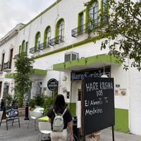 The pretty outside of the restaurant at Hare Krishna Buffete in Monterrey