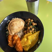 My 5 options plate  at Hare Krishna Buffete in Monterrey