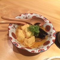 Eggplant and fried tofu. at Mamehachi in Kyoto