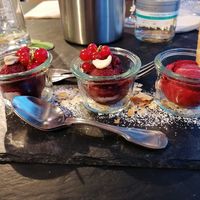 Dessert - different kinds of sorbets at Stübers Restaurant in Bacharach