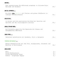 Menu  at Hotel Am Brilliantengrund in Vienna