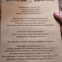 Tapas menu (V+ is vegan) at Under the Stars  in Bristol