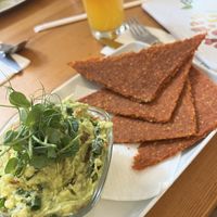 Raw bread and guacamole.   at BIOFresh in Timisoara