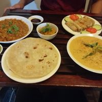 Spring rolls, curry and mac and cheeae at Karma Waters in Hoi An