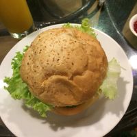 Tofu mushroom burger  at Karma Waters in Hoi An