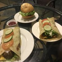 Falafel wrap, burger, burrito  at Karma Waters in Hoi An