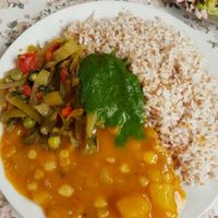 main dishe at Comedor Vegetariano in Huaraz