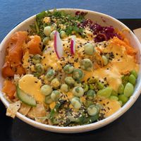 Sushi bowl with sweet potato and wasabi tofu at Happy Maki in Brighton