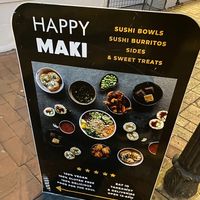 Street facing sign   at Happy Maki in Brighton