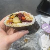 Beet + basil satay with avo subbed with tofu  at Happy Maki in Brighton